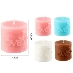 POLASUP - Set 4 velas perfumadas con la palabra LOVE en relieve azul rosa cafe blanco son ideales como regalo