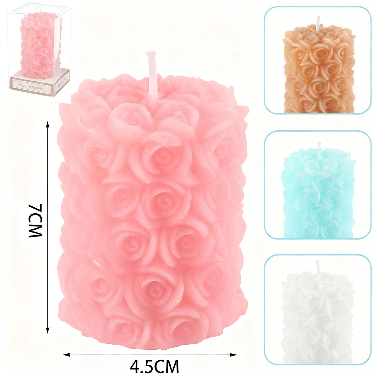 POLASUP - Set 4 velas perfumadas superficie en relieve de rosa azul rosa marrón blanco adecuadas como regalo