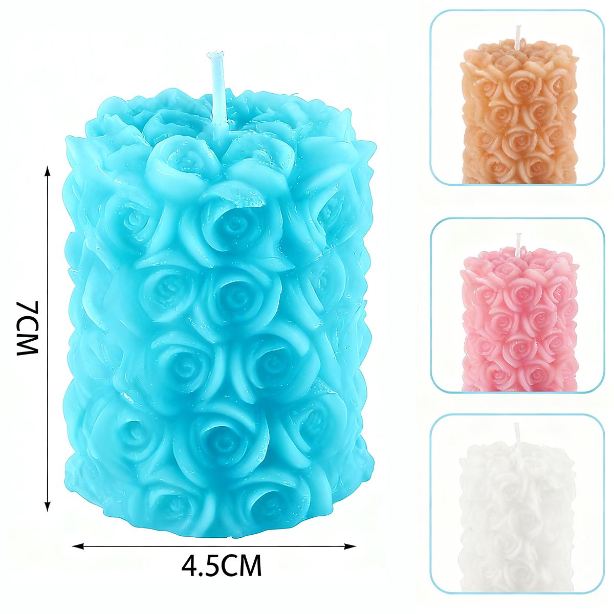 POLASUP - Set 4 velas perfumadas superficie en relieve de rosa azul rosa marrón blanco adecuadas como regalo