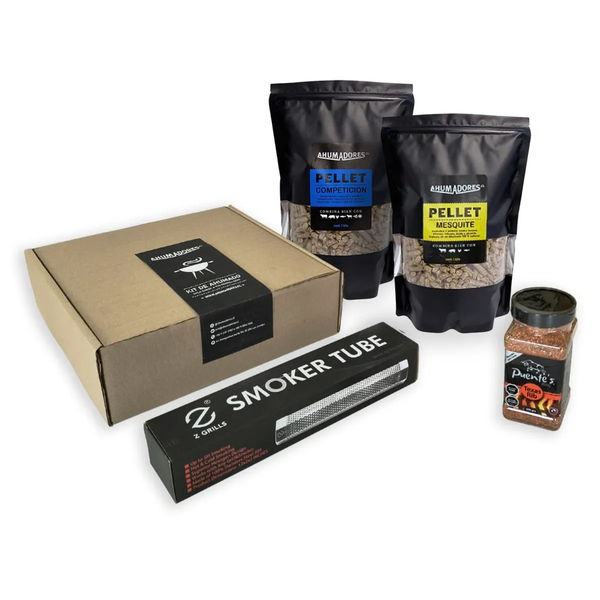 GENERICO - Pack Regalo Tubo Ahumador Pellet + 2Kg Pellet + Sazonador Para Todo