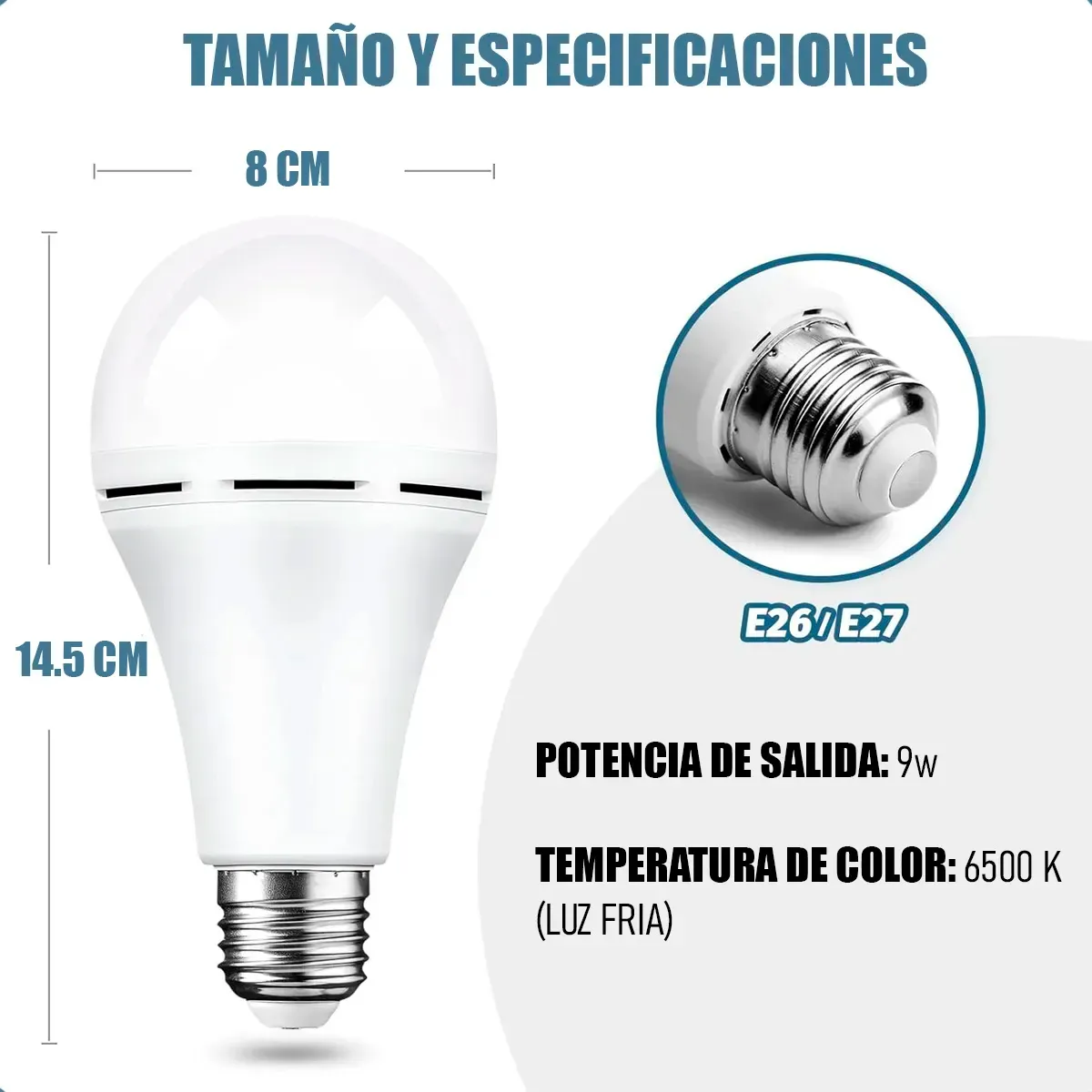 Ampolleta led emergencia 12W A80 65000k pack 5un Casa VIVA, marca GENERICO - Foto 2