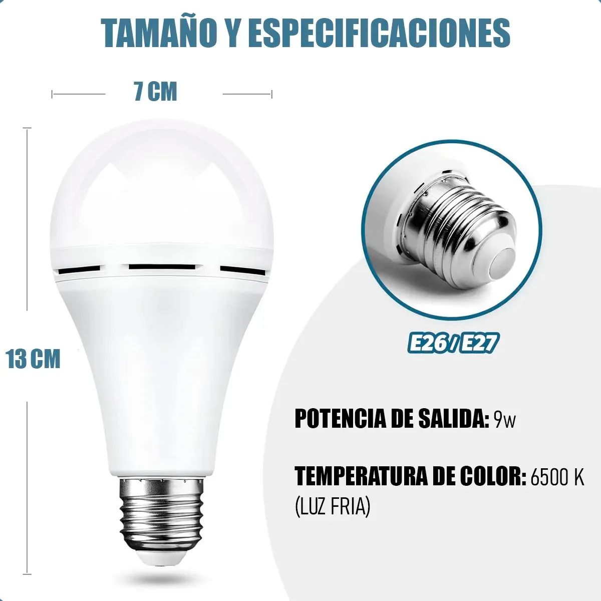 Ampolleta led de emergencia 9W A70 65000k pack 5un Casa VIVA, marca GENERICO - Foto 2