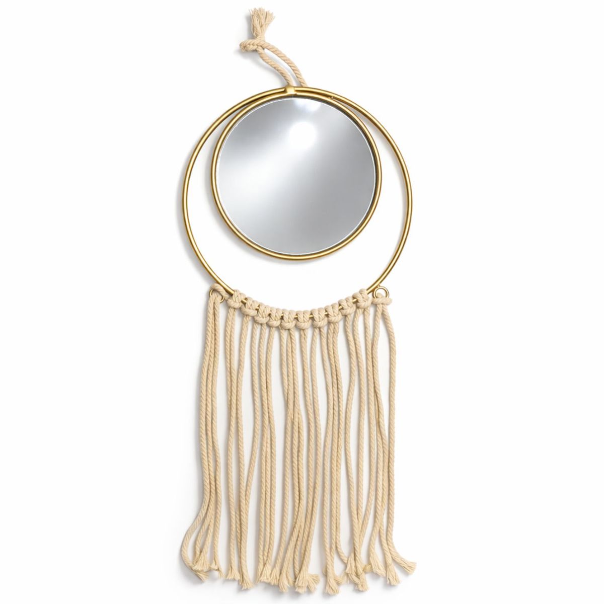 COLETTE - Espejo Decorativo Colgante Metal Macramé Boho Chic