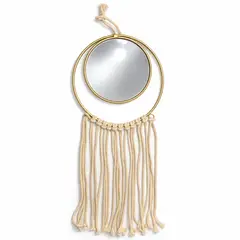 COLETTE - Espejo Decorativo Colgante Metal Macramé Boho Chic