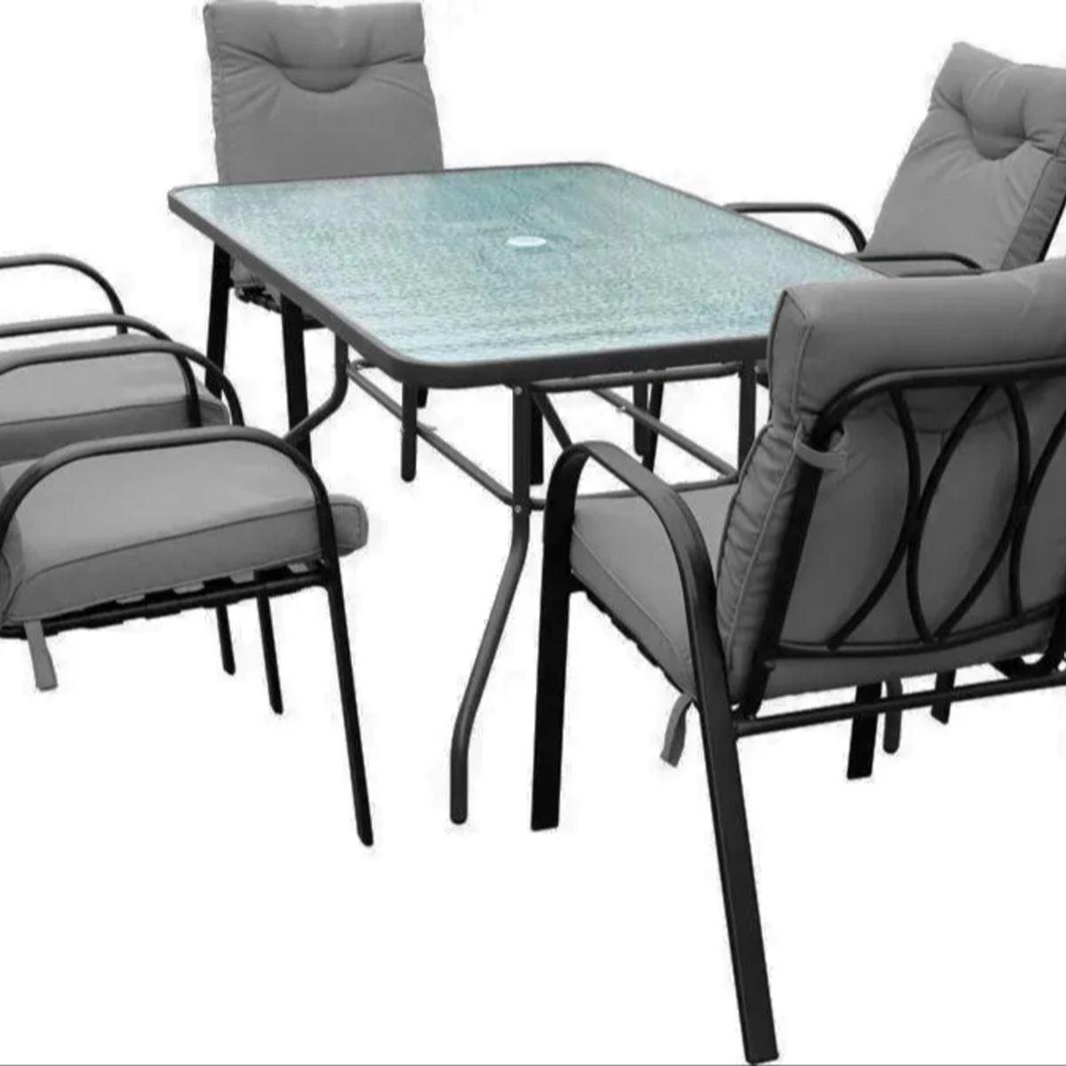 GENERICO - Juego terraza comedor 6 personas gris Bighouse