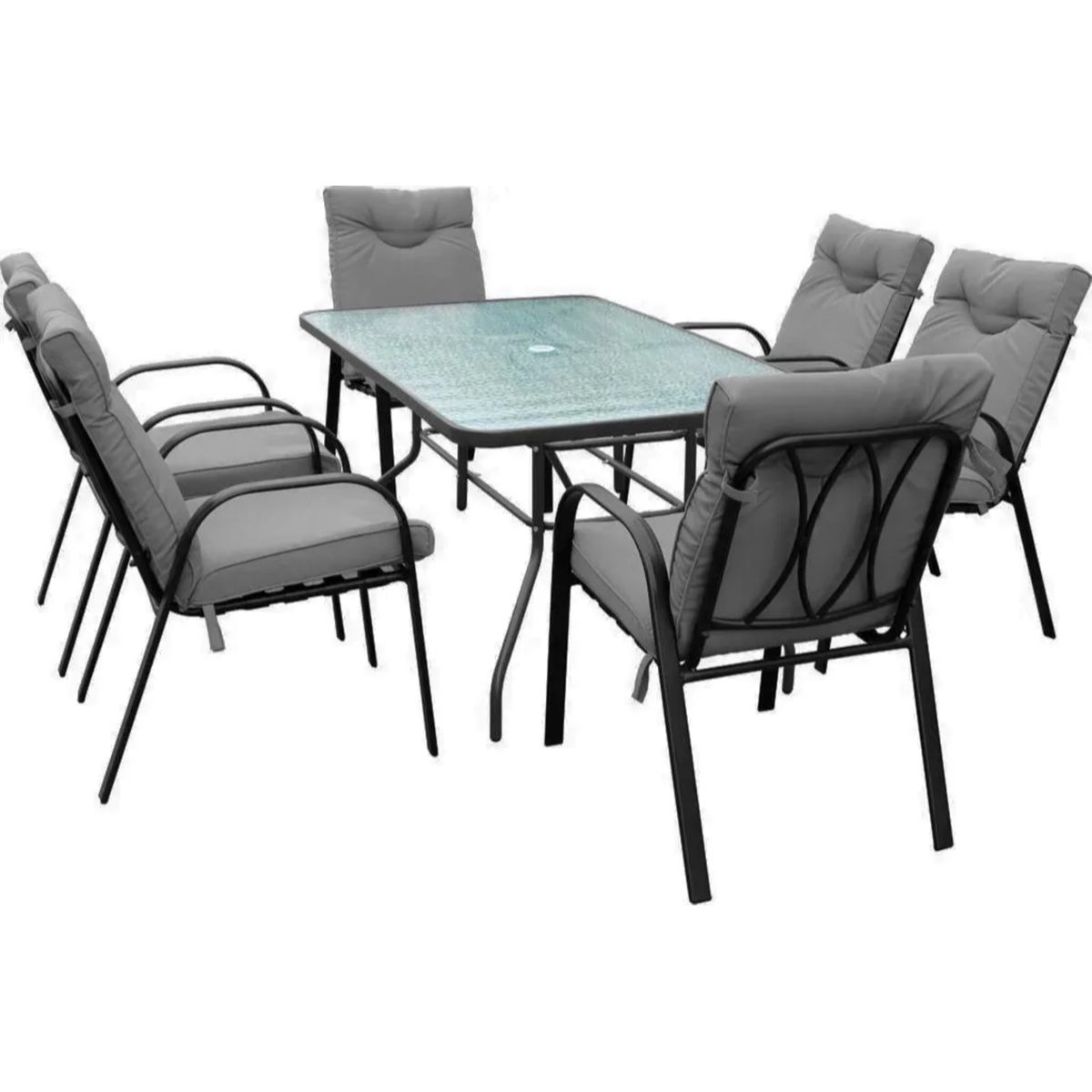GENERICO - Juego terraza comedor 6 personas gris Bighouse