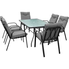 GENERICO - Juego terraza comedor 6 personas gris Bighouse