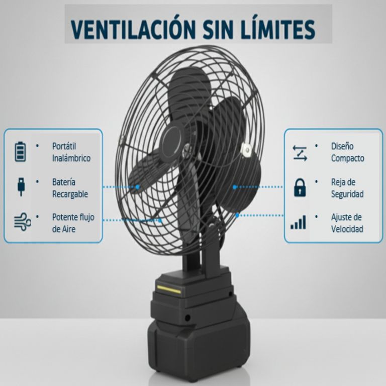 MOVI Ventilador Portátil 5 Aspas con Batería y Cargador USB