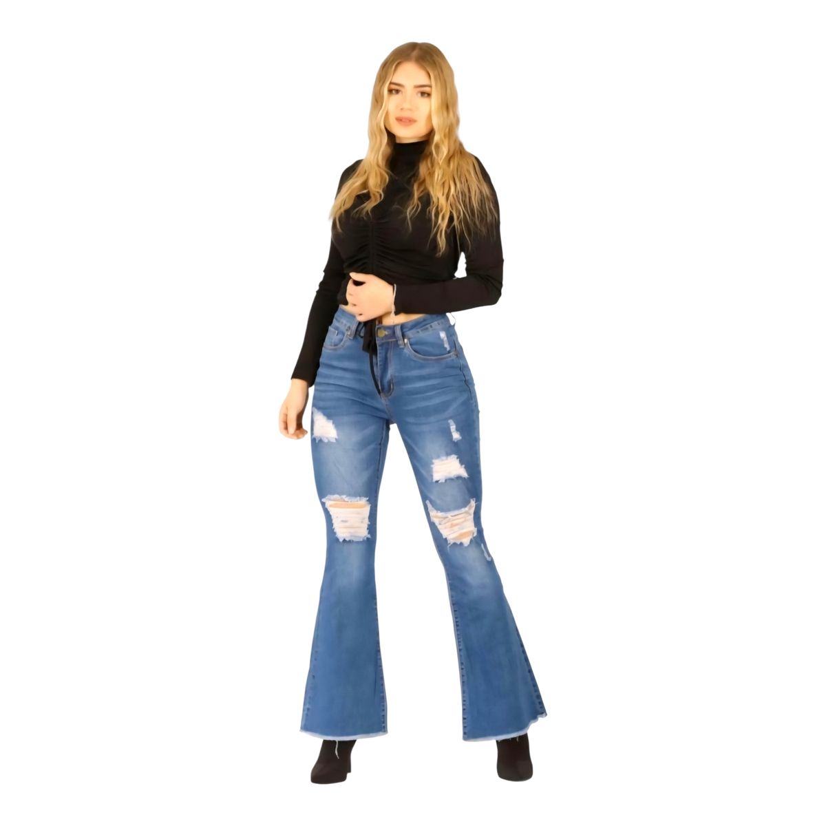 MC PRINS - Jeans Flare Push Up Acampanado Levanta Cola Corte Colombiano