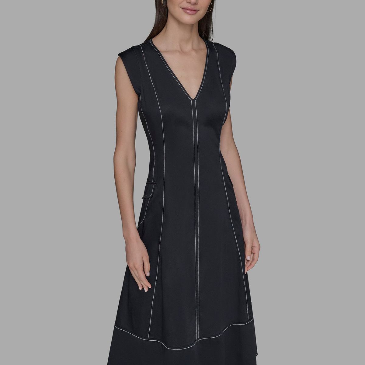 KARL LAGERFELD - Vestido midi de manga corta