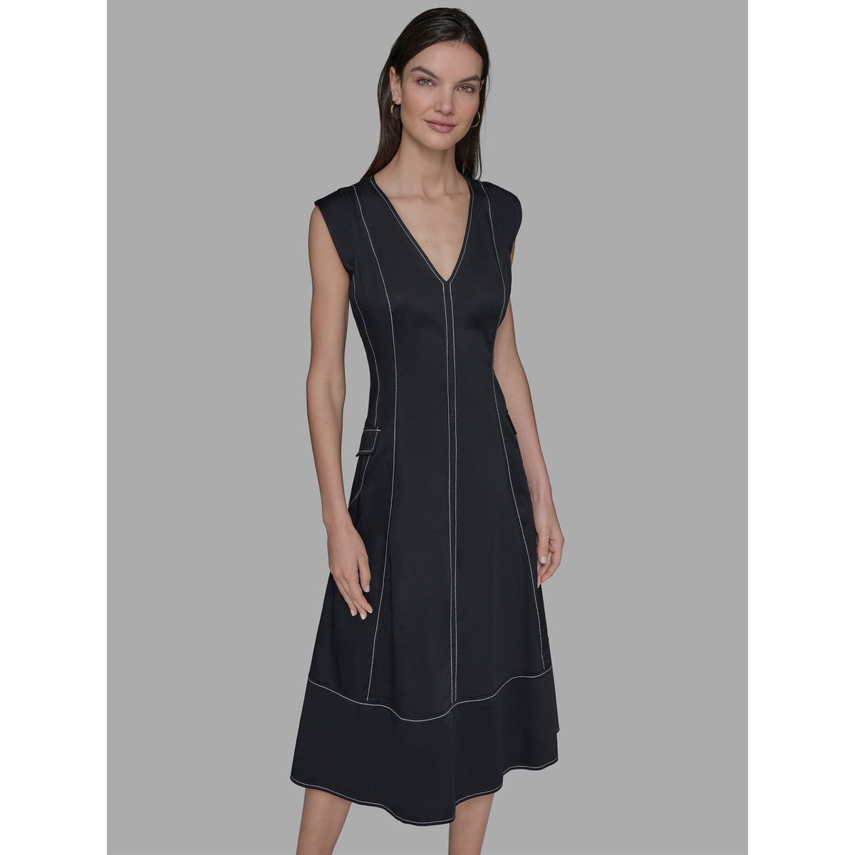 KARL LAGERFELD - Vestido midi de manga corta