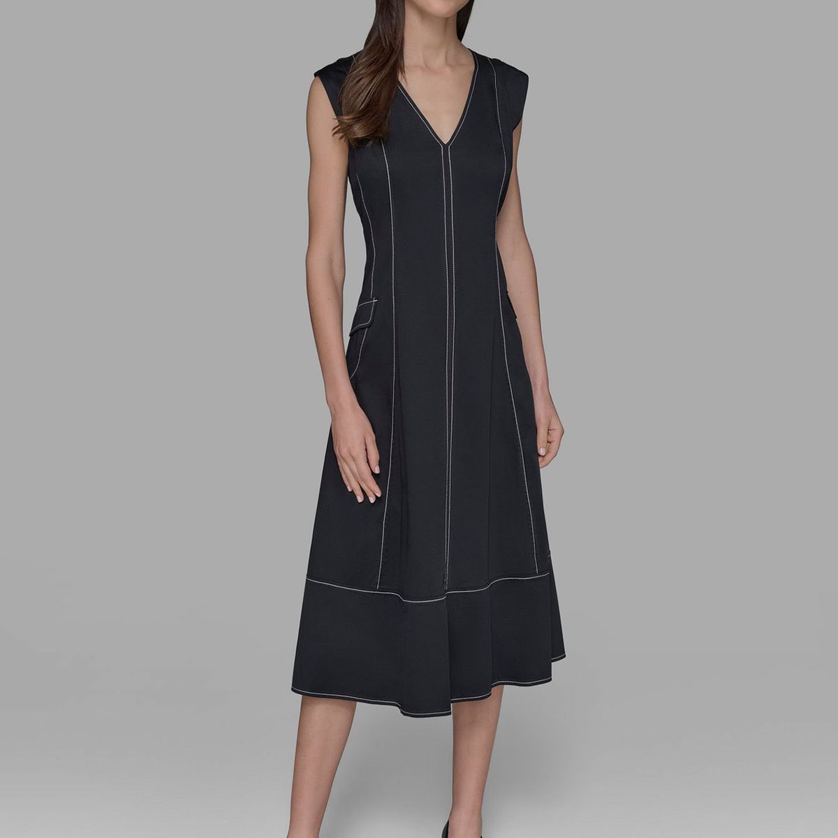 KARL LAGERFELD - Vestido midi de manga corta