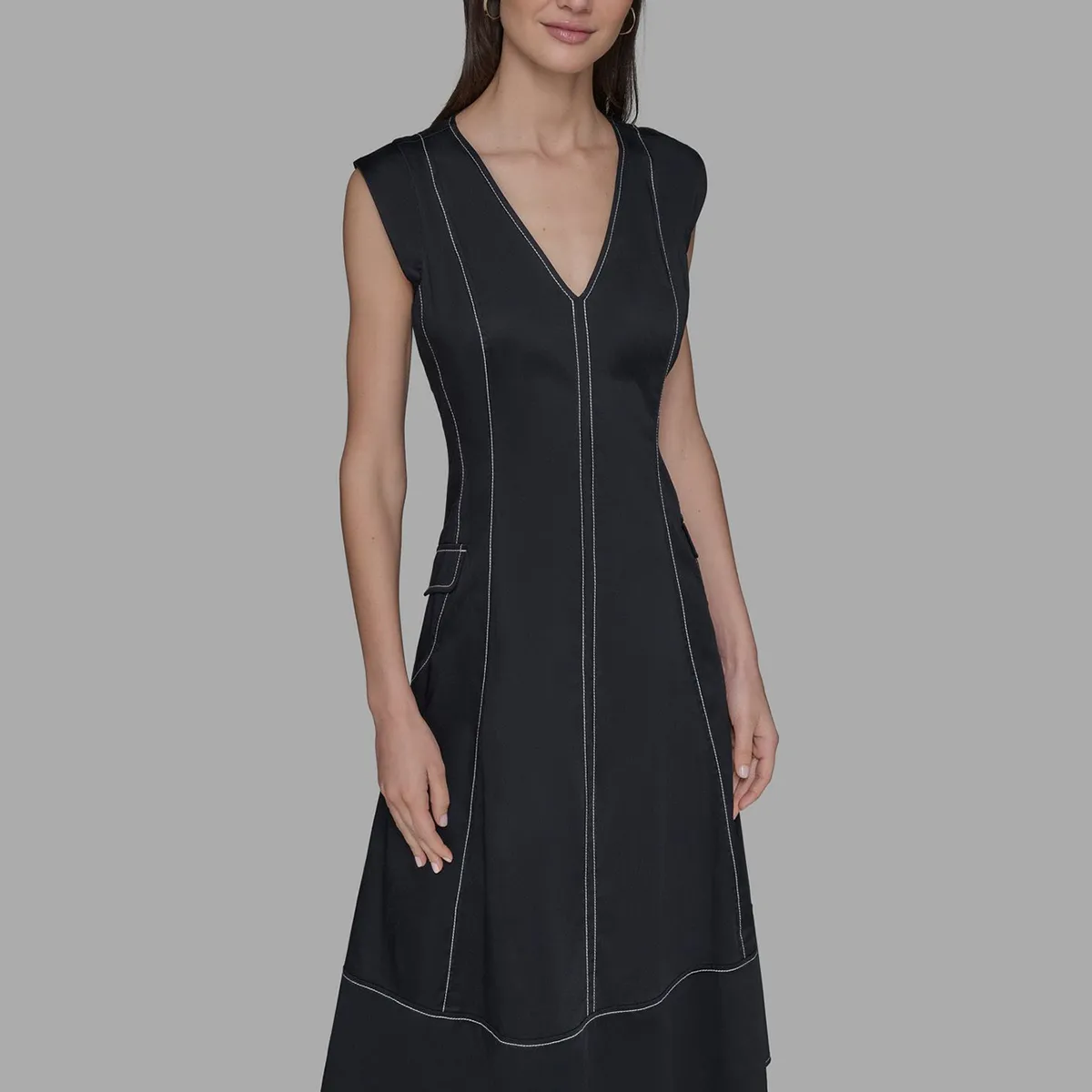KARL LAGERFELD - Vestido midi de manga corta