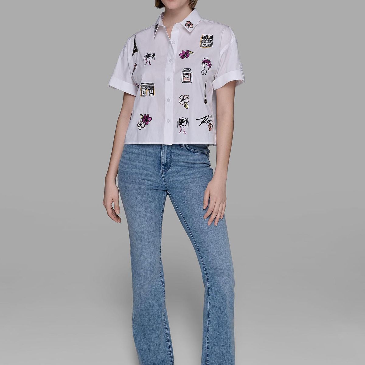 KARL LAGERFELD - Camisa camp bordada