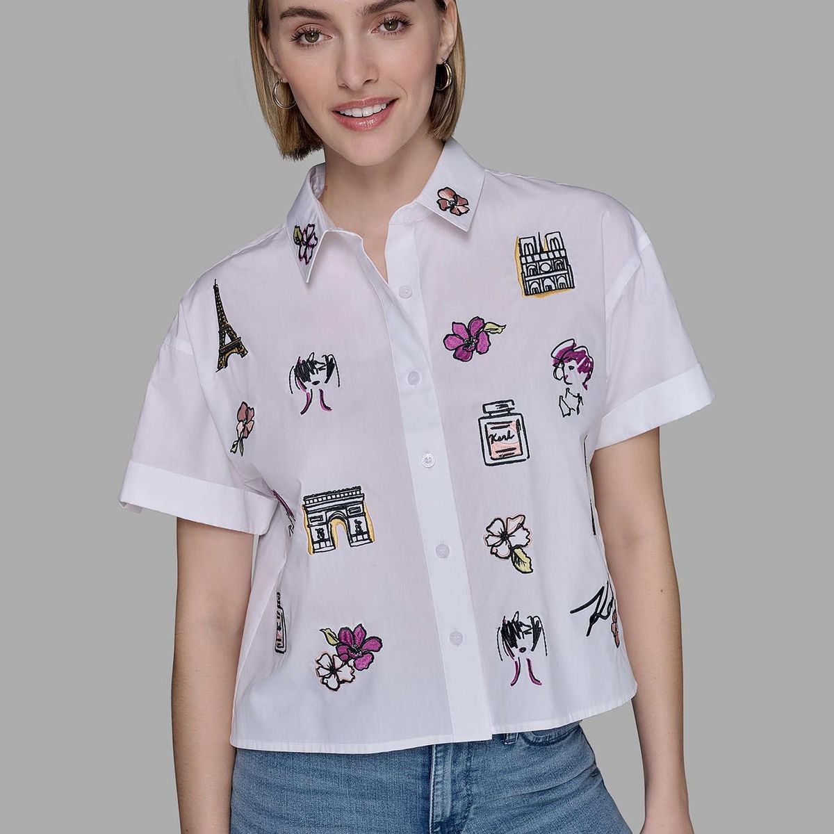 KARL LAGERFELD - Camisa camp bordada