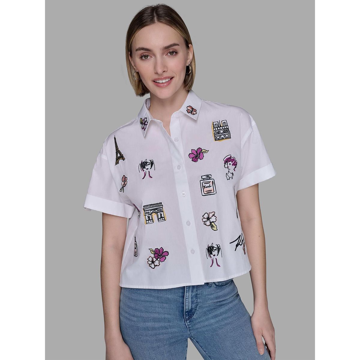 KARL LAGERFELD - Camisa camp bordada