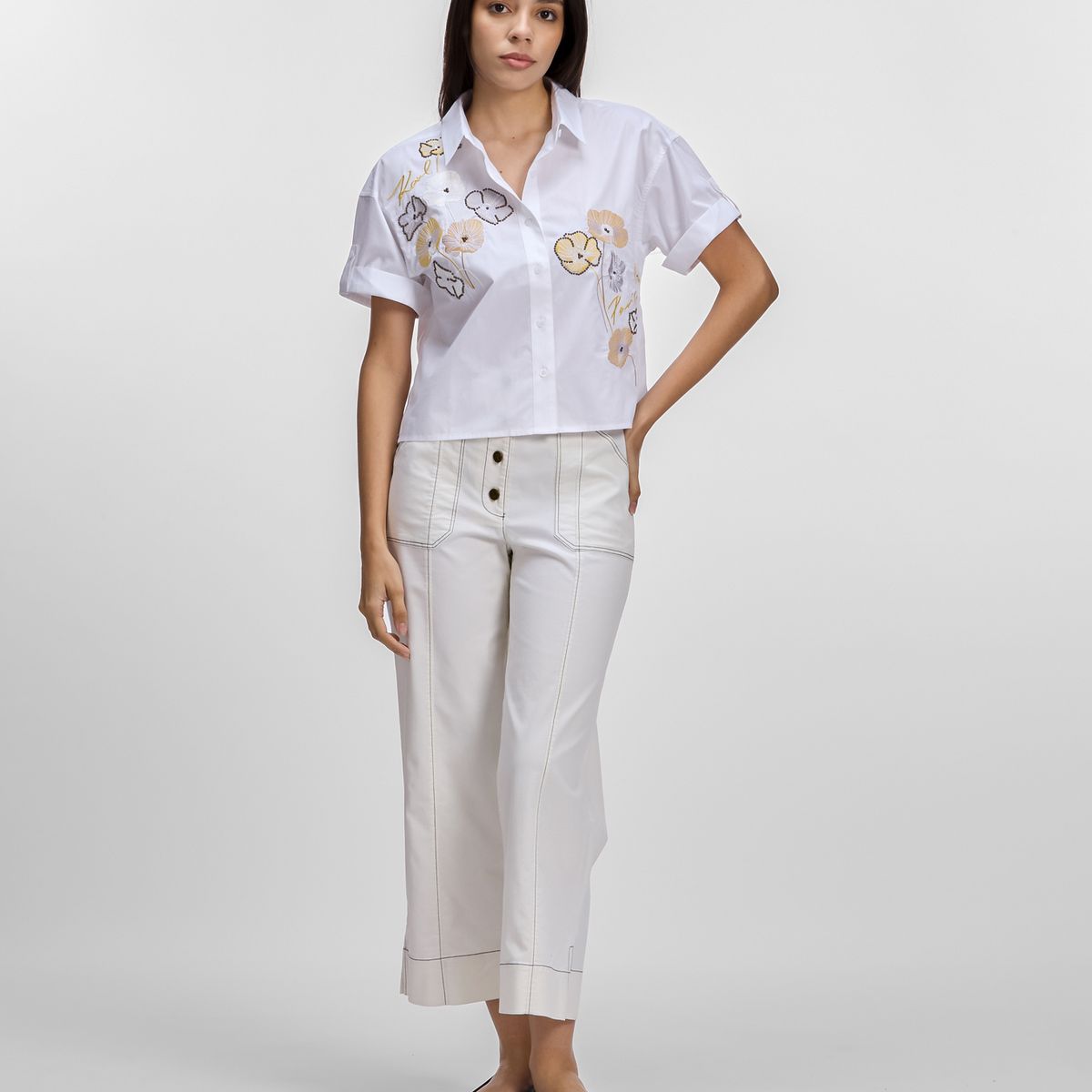 KARL LAGERFELD - Camisa camp con diseño de bordado floral