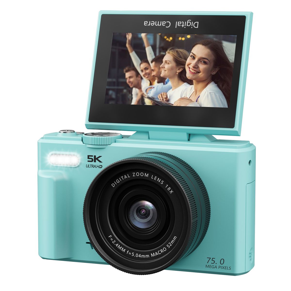 RENVMEXY - Cámara Digital 5K WiFi para Selfies 75MP Autofoco y Modo Belleza