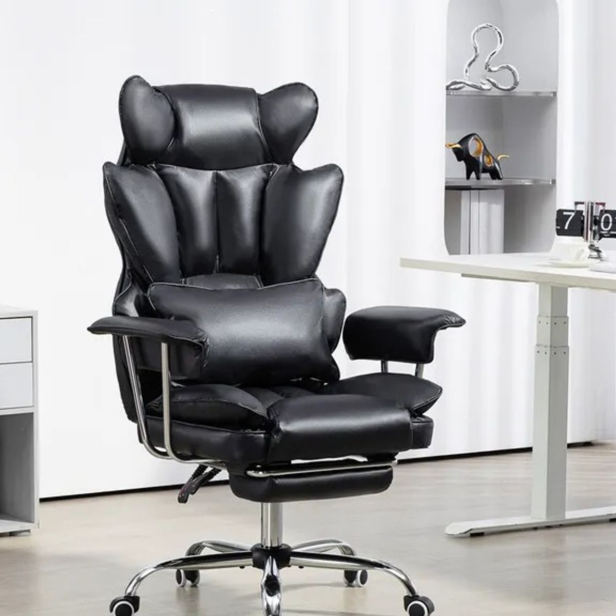 ANYHOGAR - Silla Escritorio Ejecutiva Oficina Ergonomica Pu Negro
