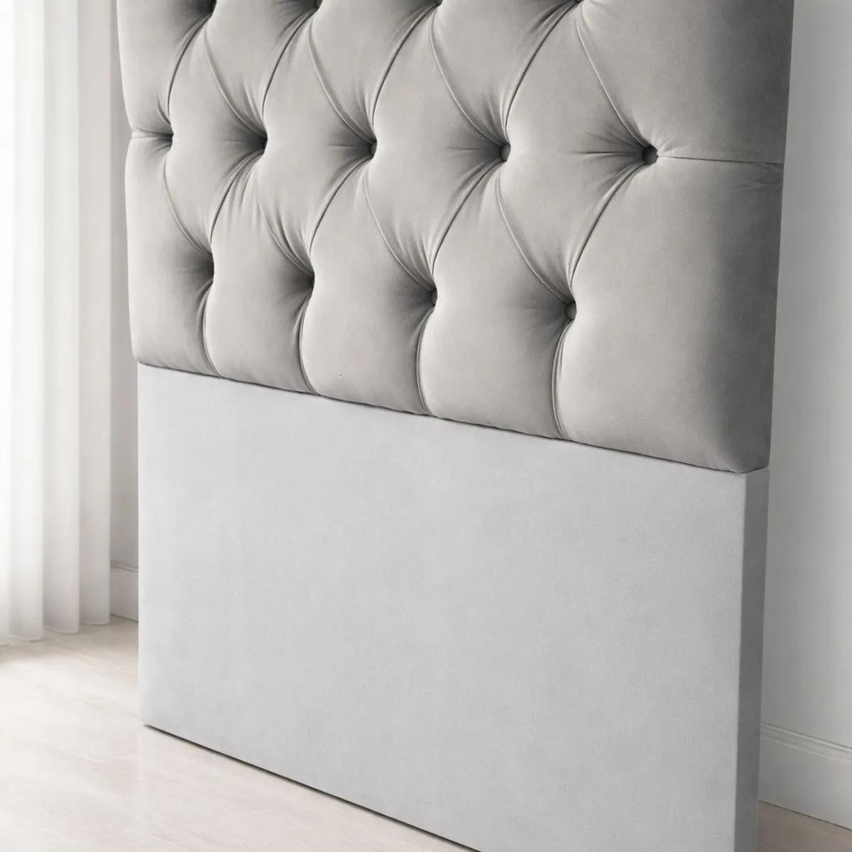 GENERICO - Respaldo Cama Plaza y Media Tapizado en Felpa Color Gris