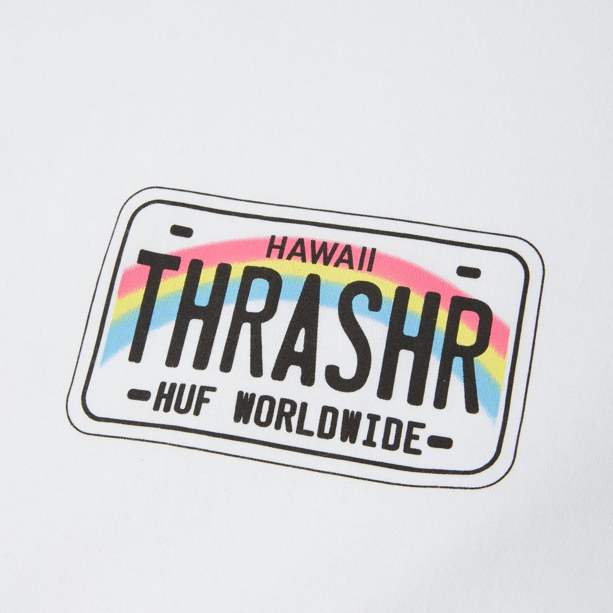 HUF - Polera HUF X THRASHER License Plate SS Tee White