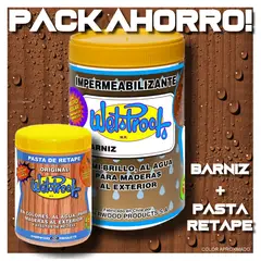 WETPROOF - BARNIZ MADERA EXTERIOR WET PROOF® CASTANO 1-4 G + PASTA RETAPE WET PROOF® CASTANO 1-2 KG PACK AHORRO