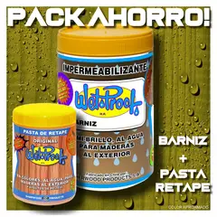 WETPROOF - BARNIZ MADERA EXTERIOR WET PROOF® OLIVA 1-4 GL + PASTA DE RETAPE WET PROOF® OLIVA 1-2 KG PACK AHORRO