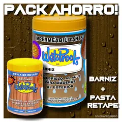 WETPROOF - BARNIZ MADERA EXTERIOR WET PROOF® NOGAL 1-4 GL + PASTA DE RETAPE WET PROOF® NOGAL 1-2 KG PACK AHORRO