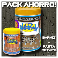 WETPROOF - BARNIZ MADERA EXTERIOR WET PROOF® HUMO 1-4 GL + PASTA DE RETAPE WET PROOF® HUMO 1-2 KG PACK AHORRO