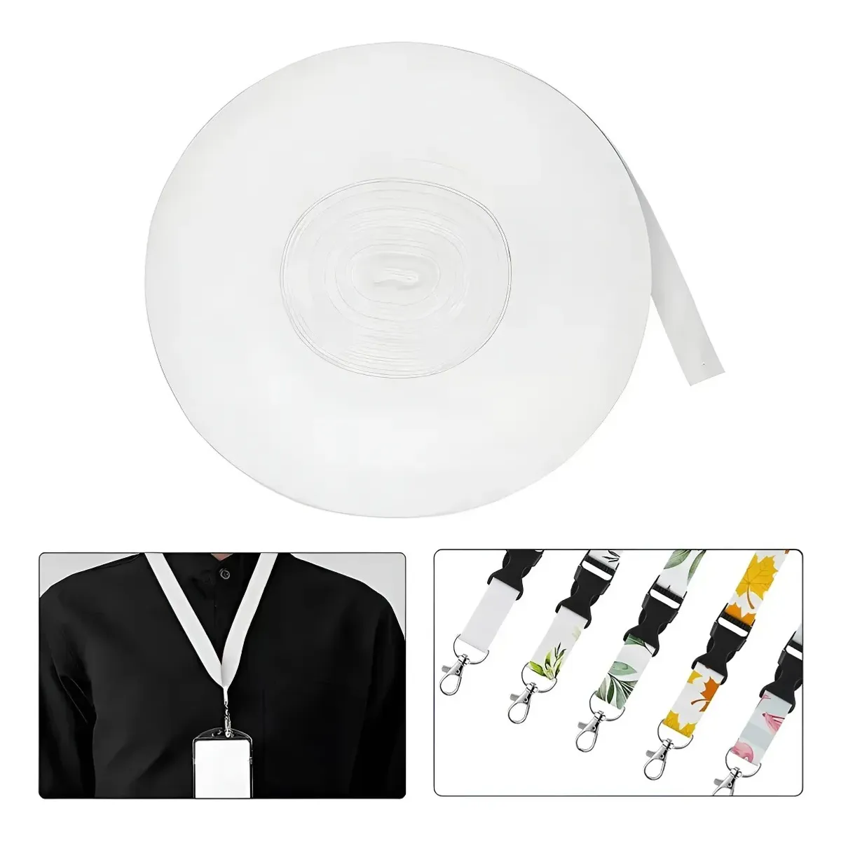 KUANGYE - Cinta Para Sublimar Lanyard 2 Cm Blanco 100 Metros