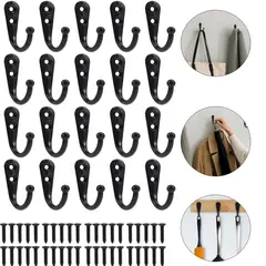 EINICIO - 20 Piezas Perchero Para Pared Ganchos Vintage Para Hogar Baño-Negro