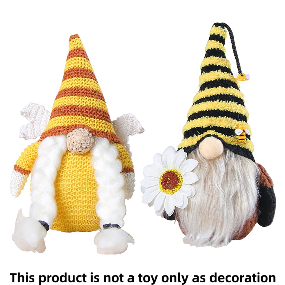 GANGLIAN - 3 Pzs Girasol No Rostro con Abeja, Flores Artificiales, Decoración Mesa San Valentín y Boda, Centro Mesa Primavera