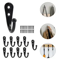 EINICIO - 10 Piezas Perchero Para Pared Ganchos Vintage Para Hogar Baño-Negro