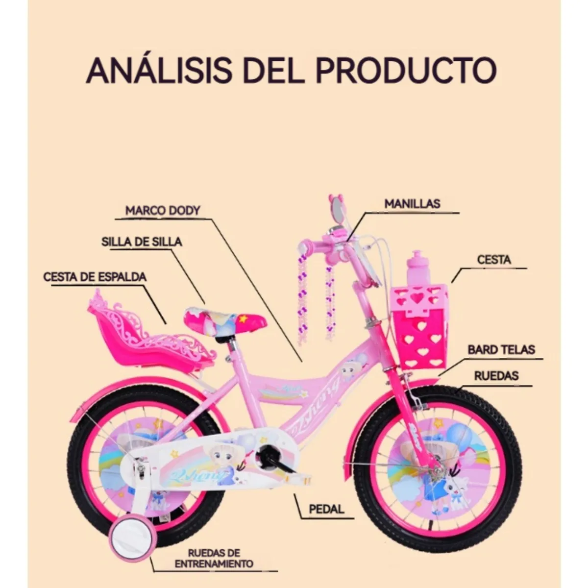 TOYUN TOYUN - Bicicleta Aro 16 Infantil Bike Con Ruedas De Aprendizaje