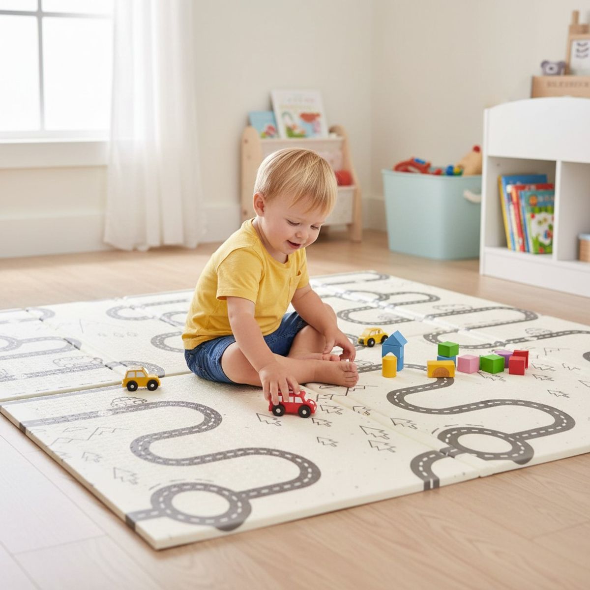 SENSIBLUE - Alfombra Antigolpes para Bebé Extra Gruesa 200x180x2 cm Reversible y Plegable Sensiblue