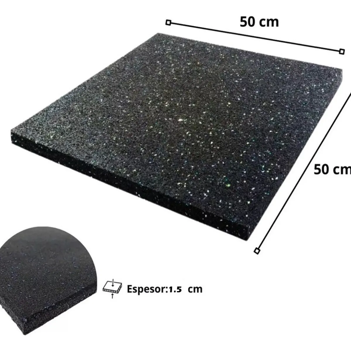 EASY FIT - Pack 4 Piso De Caucho Gimnasio 50x50x15 Cm Gym Color Negro