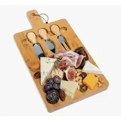 OKAY - Tabla Para Picar Queso De Madera Bambú + 3 Utensilios
