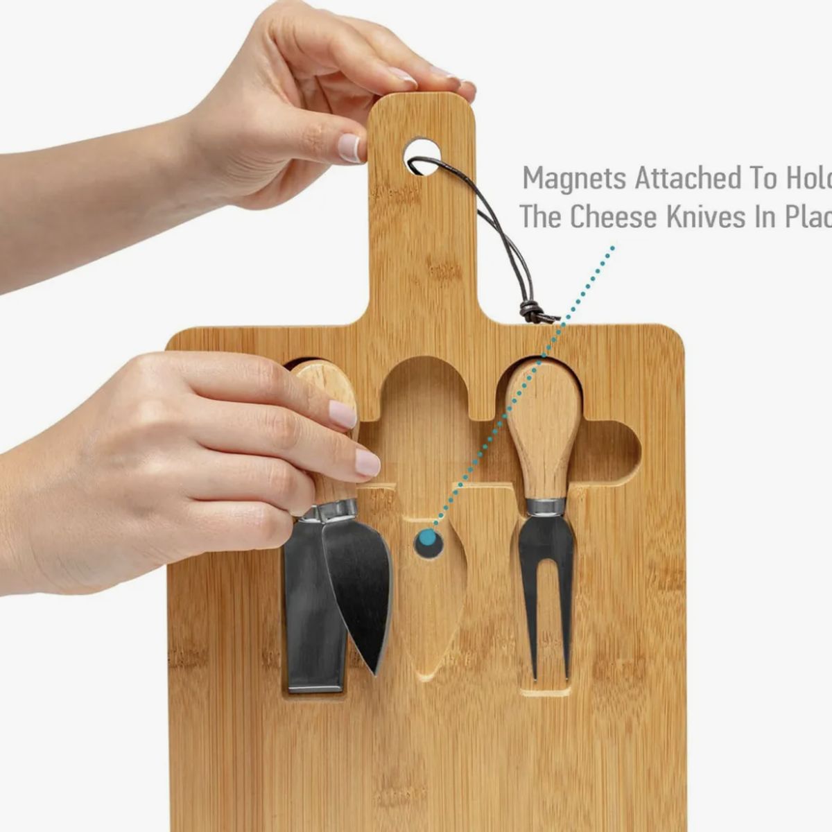 OKAY - Tabla Para Picar Queso De Madera Bambú + 3 Utensilios