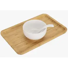 HD HOGAR SPA - Bandeja De Bambu Para Servir Rectangula Tabla Multiuso 14x24