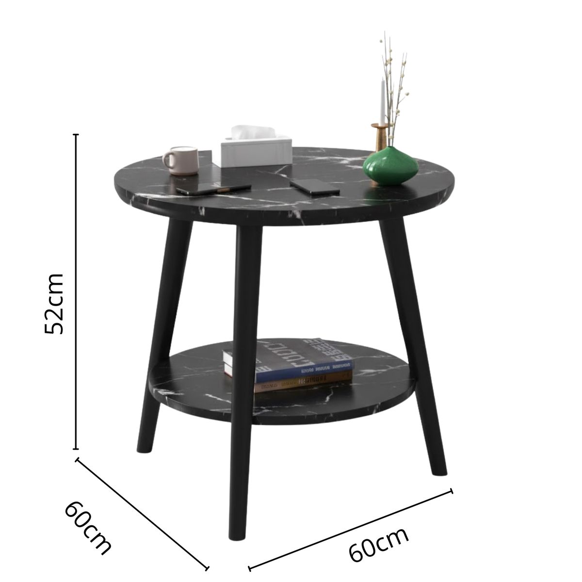 CRUSEC - Mesa De Centro Con Diseño Nórdico 60x60x52cm