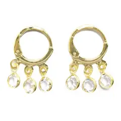 COGGIOLA - Aros Argolla 3 Circones Blanco Enchapado Oro 18K