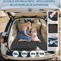 GENERICO - Colchón Inflable Para Auto y Camping con Bomba Eléctrica Gris