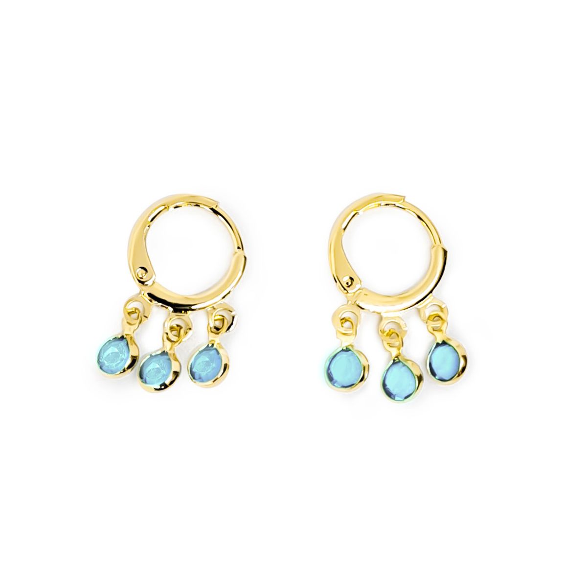COGGIOLA - Aros Argolla 3 Circones Celeste Enchapado Oro 18K