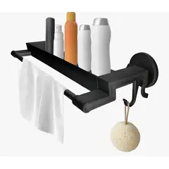 OKAY - Toallero Negro De Baño De Pared Organizador Baño Con Estante