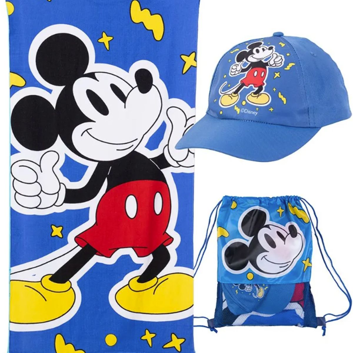 MASHINI - Toalla De Playa Infantil Con Bolso 70x140 + Jockey Mashini Mickey Happy