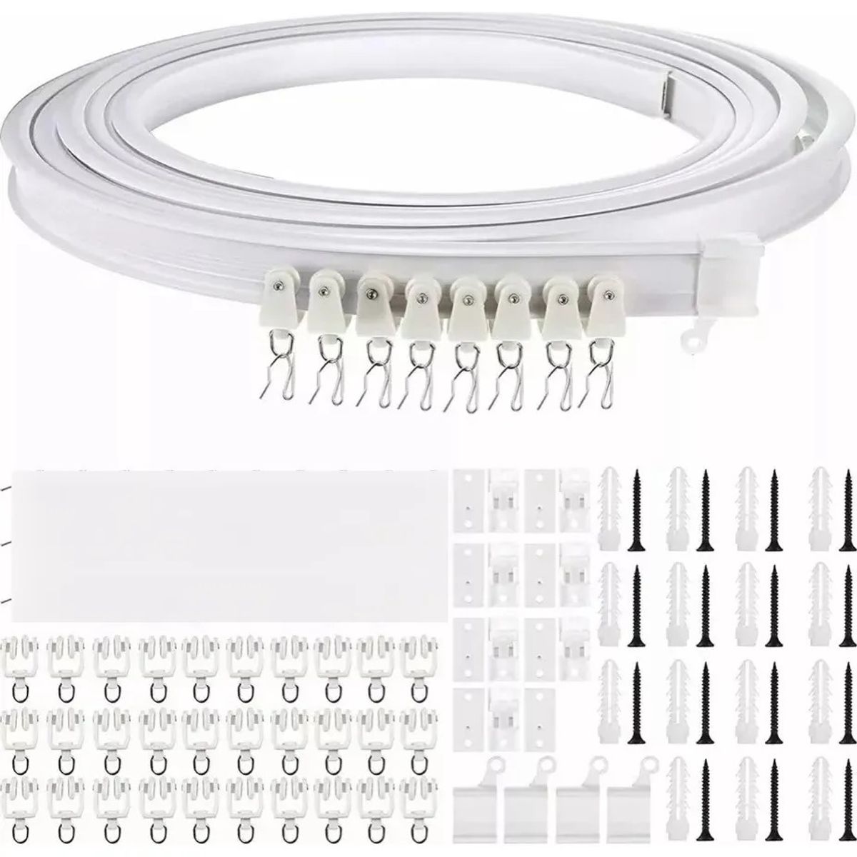 GENERICO - 5m Riel De Cortina Ventanas De Techo Flexiblemontaje Curvo Blanco