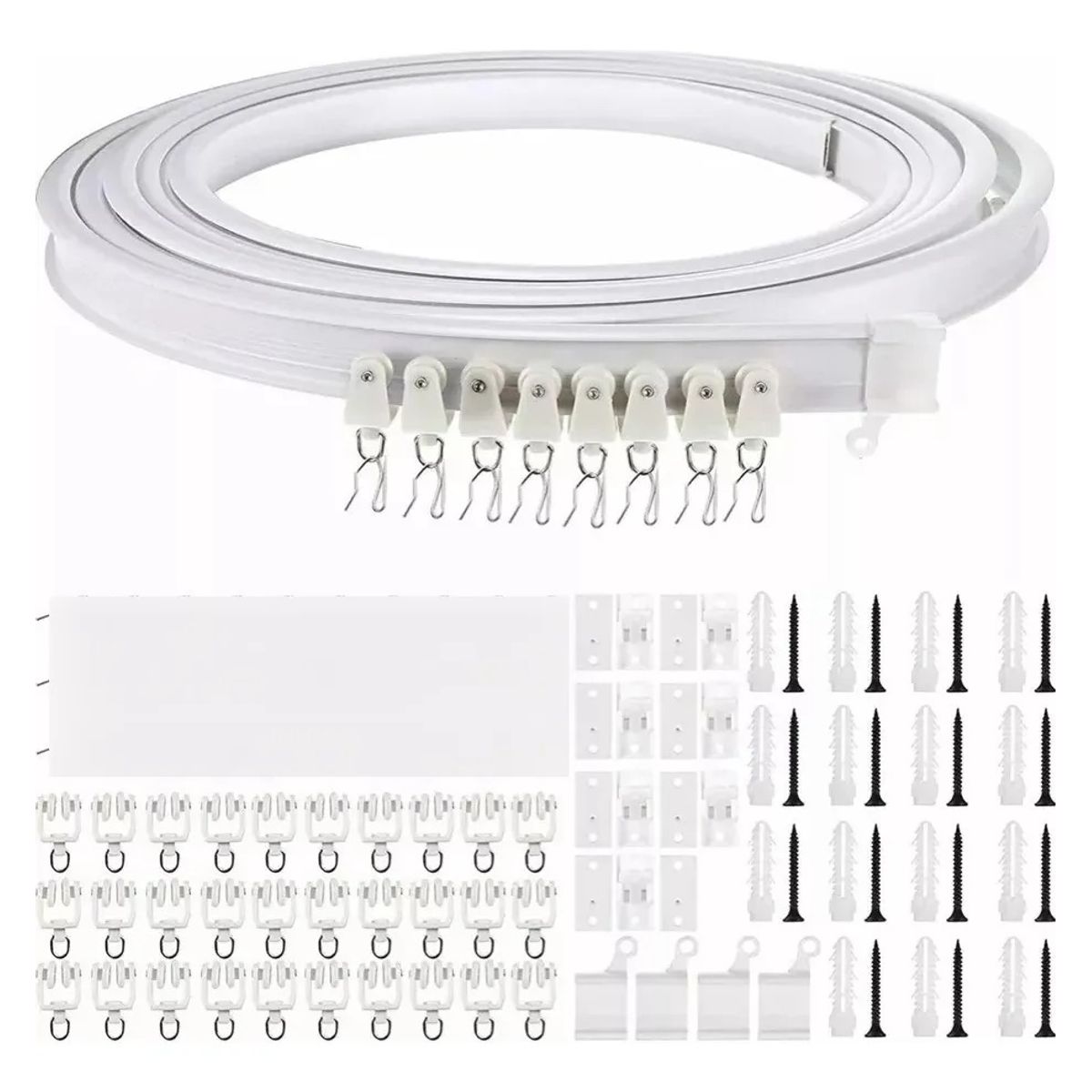 GENERICO - 5m Riel De Cortina Ventanas De Techo Flexiblemontaje Curvo Blanco