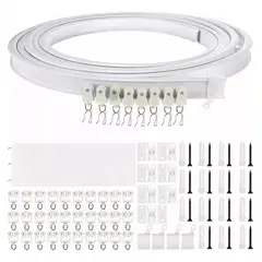 GENERICO - 5m Riel De Cortina Ventanas De Techo Flexiblemontaje Curvo Blanco