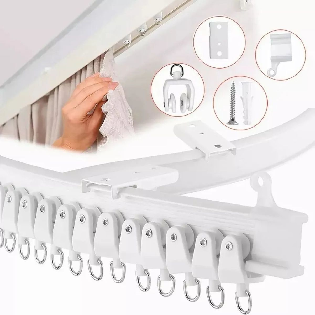 GENERICO - 5m Riel De Cortina Ventanas De Techo Flexiblemontaje Curvo Blanco