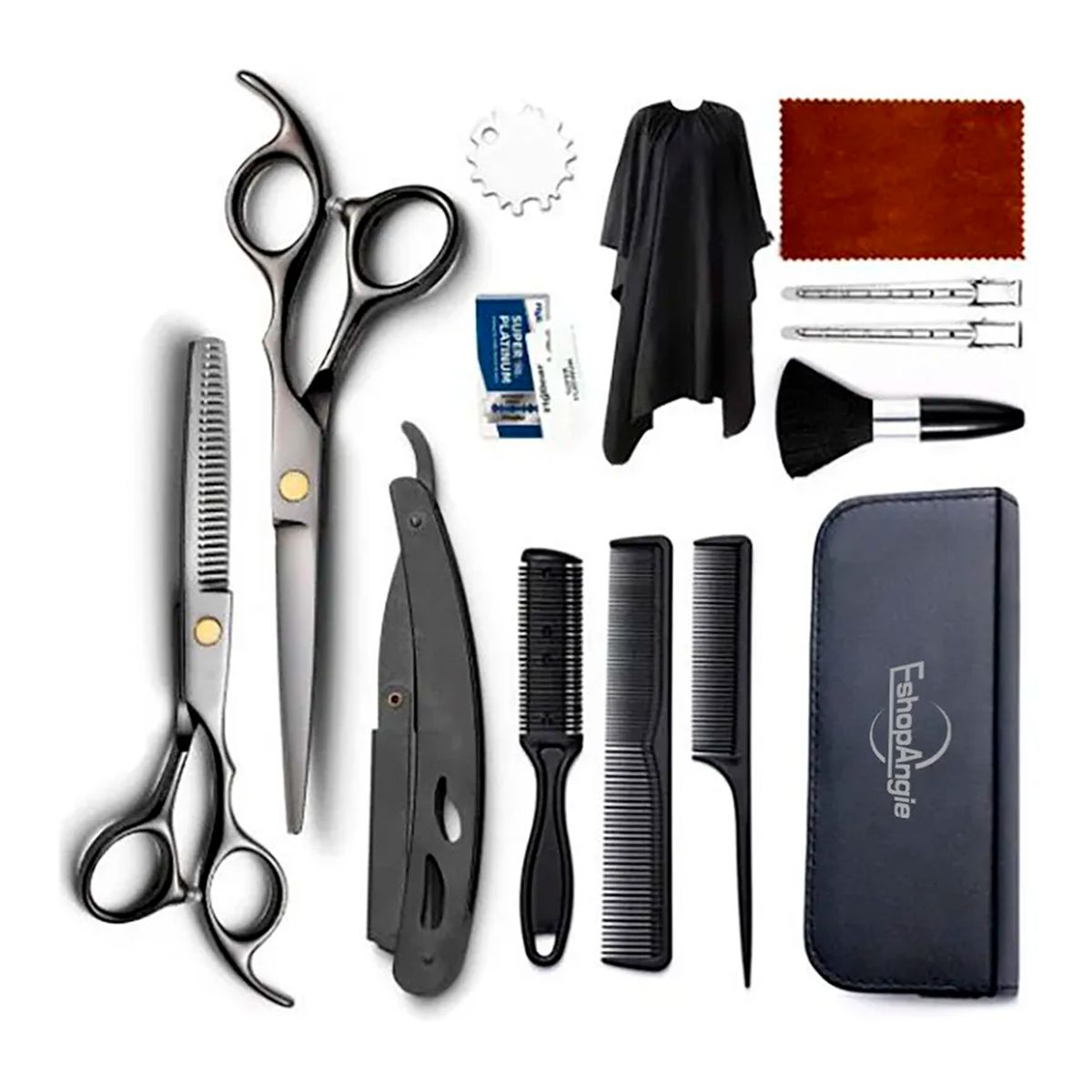 ESHOPANGIE - Set Tijeras Peluquería Barbería Corta Pelo Entresacador 14pc